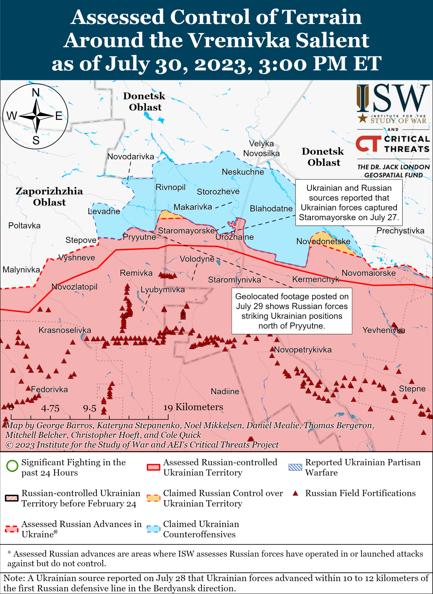ВСУ добились успехов на южном фланге Бахмута и продвигаются на Мелитопольском и Бердянском направлениях – ISW