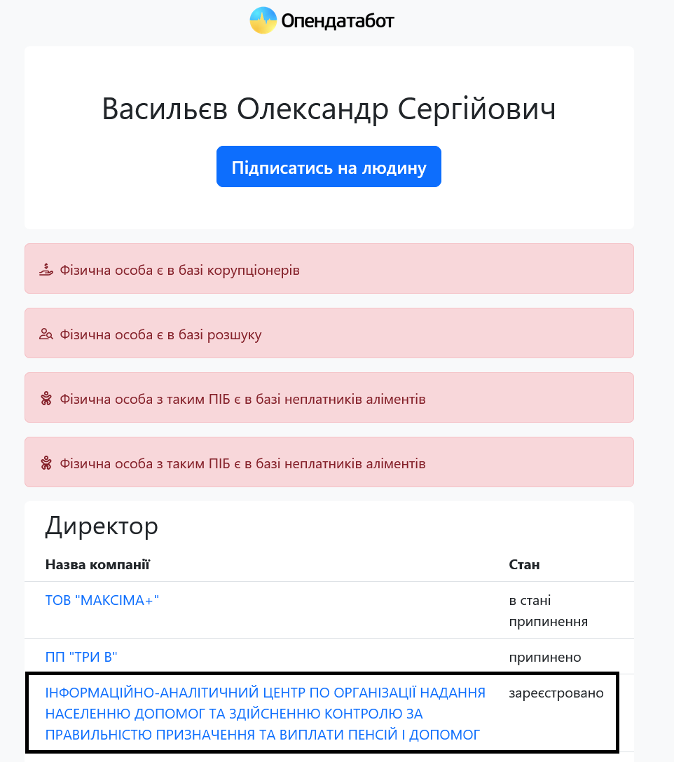 Керівником Центру є корупціонер Олександр Васильєв