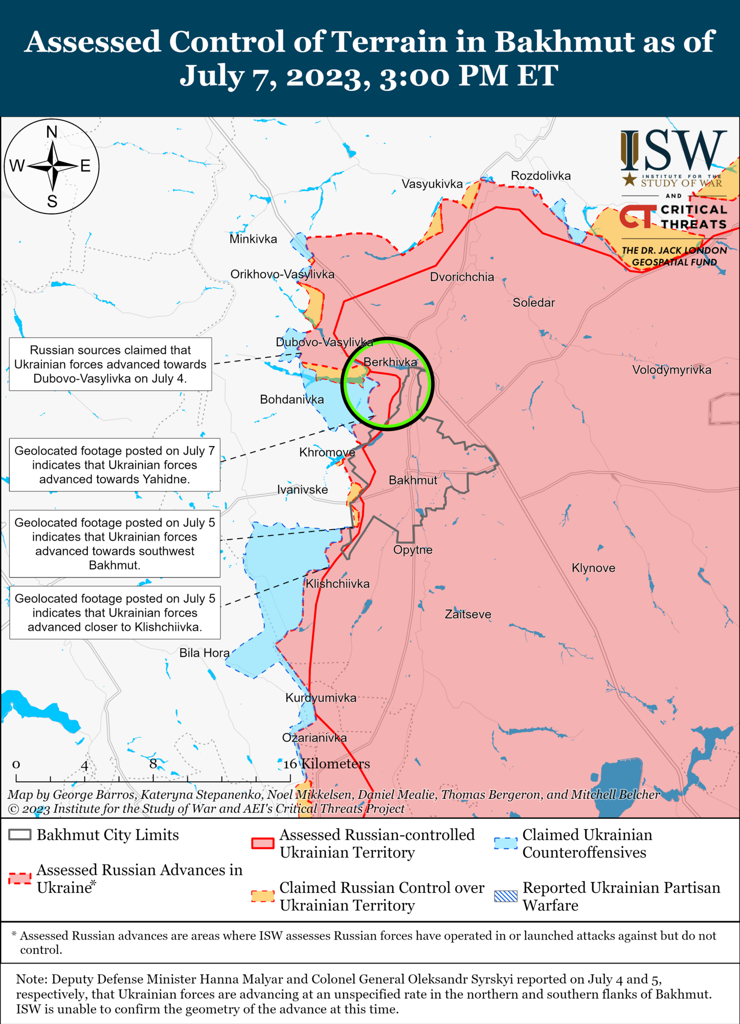 ЗСУ досягли тактичних успіхів у районі Бахмута, контрнаступальні операції тривають ще на трьох ділянках фронту – ISW