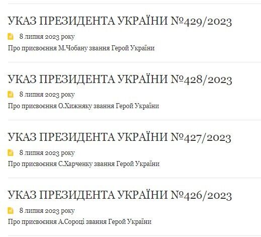 "Каждая фамилия – это история отваги": Зеленский подписал указы о присвоении защитникам званий Героев Украины