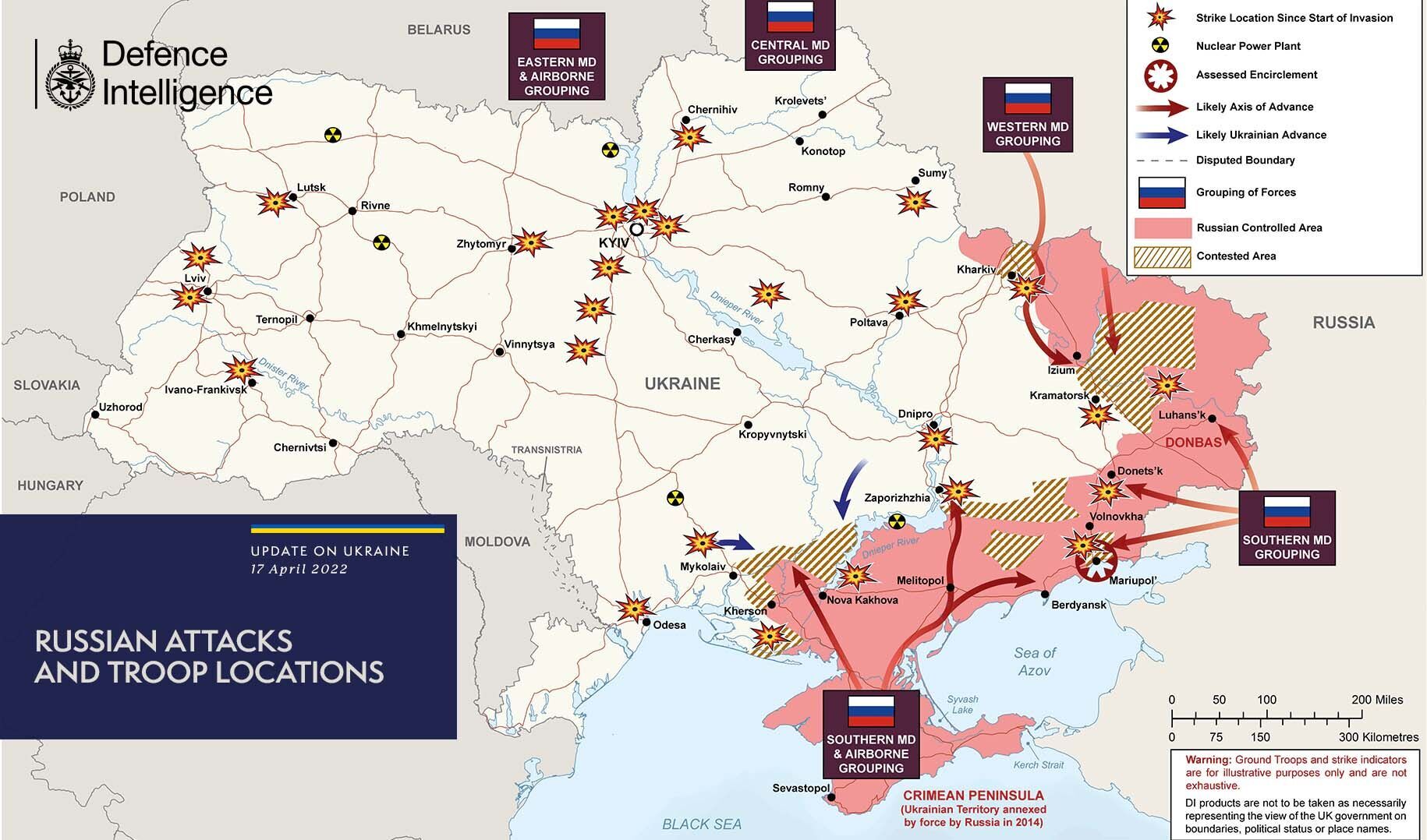 Карта війни в Україні станом на 17 квітня 2022 року