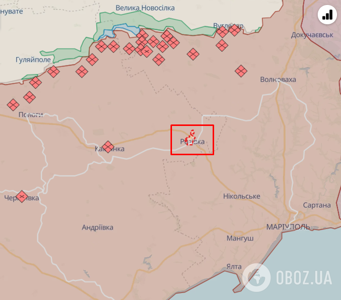 Розовка (Запорожская область) на карте