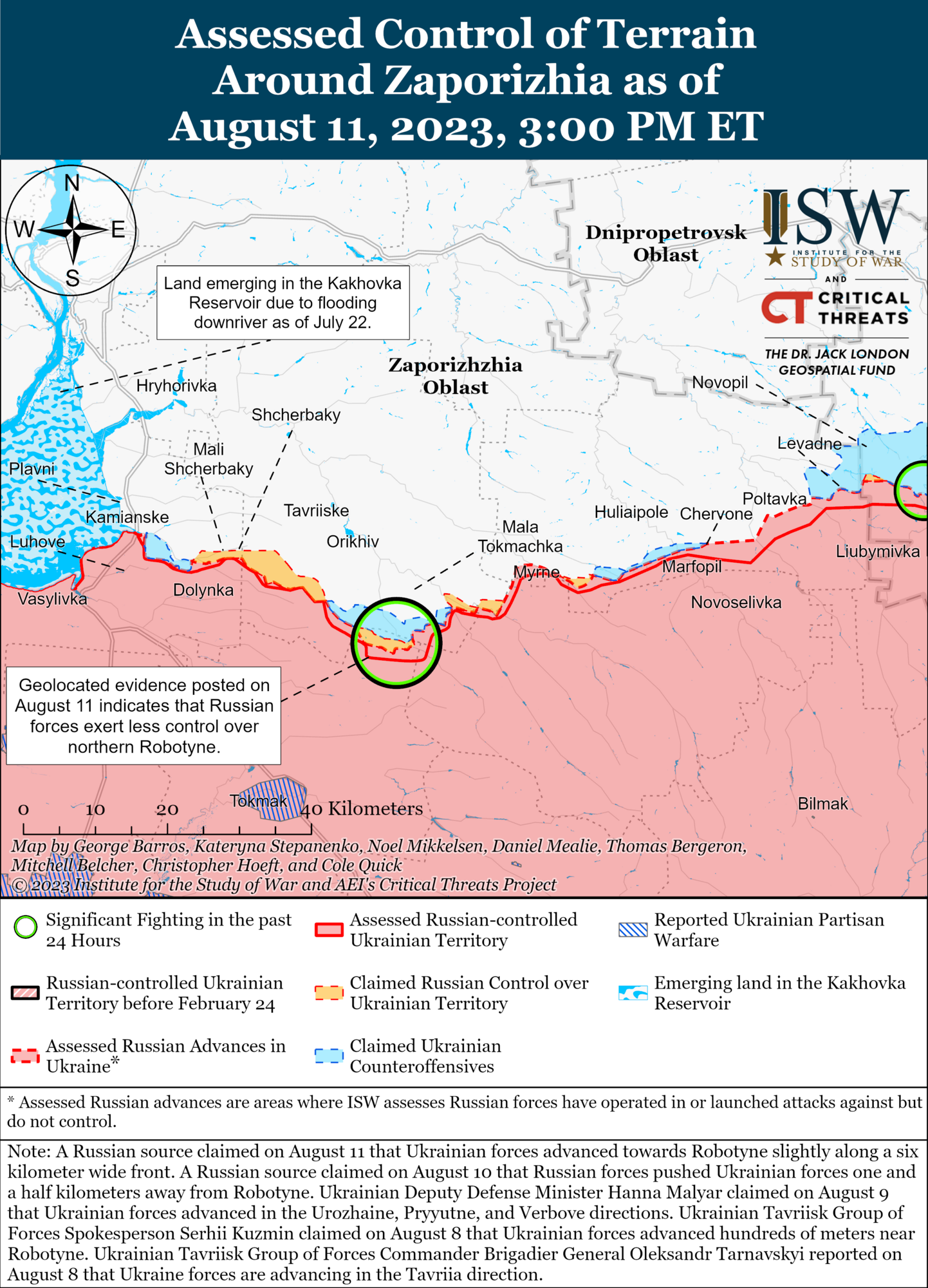 Украинское контрнаступление добилось успеха на западе Запорожской области, оккупанты вынуждены передислоцироваться – ISW