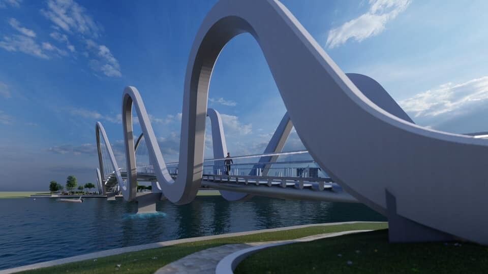 Проєкт трохи змінили: архітектор показав, як виглядатиме міст-хвиля на Оболоні в Києві. Фото