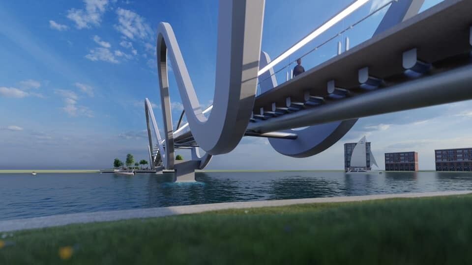 Проект несколько изменили: архитектор показал, как будет выглядеть мост-волна на Оболони в Киеве. Фото