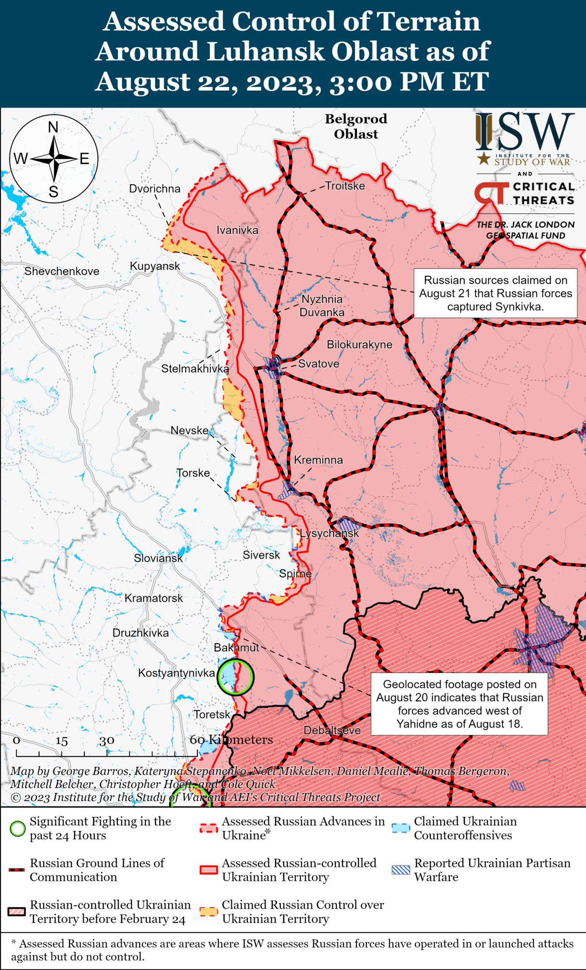Карта бойових дій. Херсонщина та Луганщина