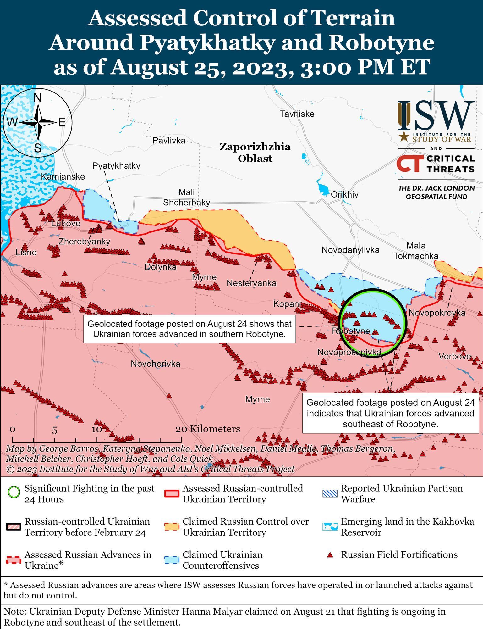 ISW: Україна має успіхи на Мелітопольському напрямку, війська РФ зазнали значних втрат на островах Дніпра