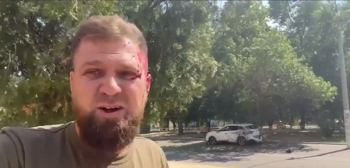 В окупованих Олешках дрон атакував авто російського пропагандиста. Фото та відео