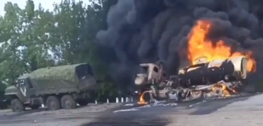 Під Каховкою знищили колону окупантів бригади, яка може бути причетною до підриву ГЕС. Відео