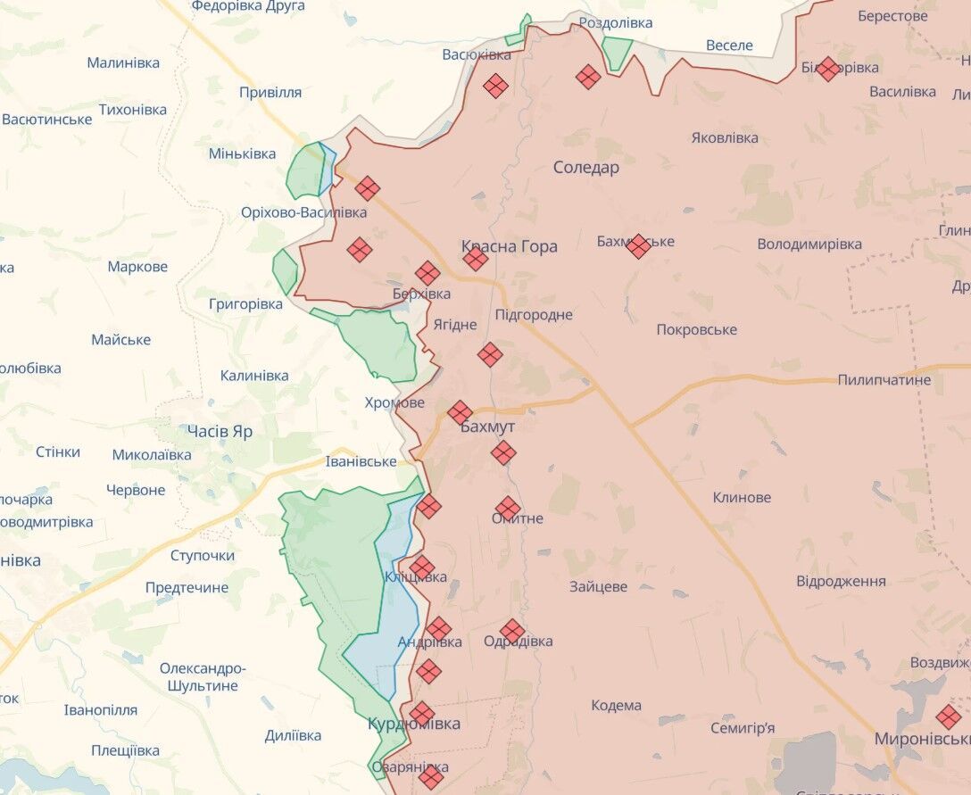 Тривають бої оборонного характеру під Бахмутом і наступ ЗСУ на півдні: відбулось близько 30 бойових зіткнень – Генштаб