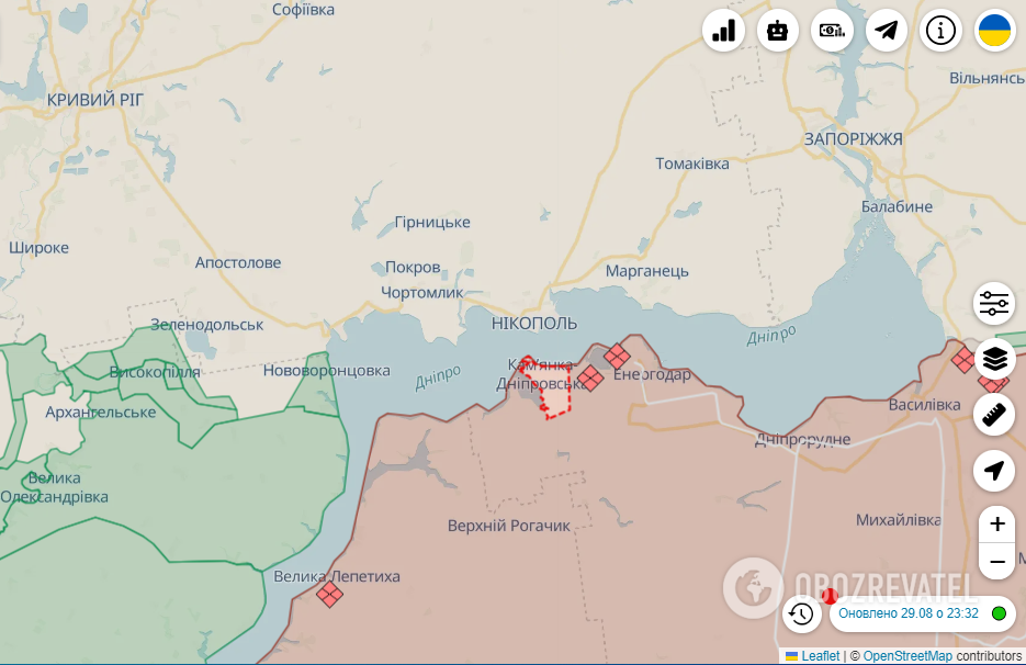 Город Каменка-Днепровская на карте