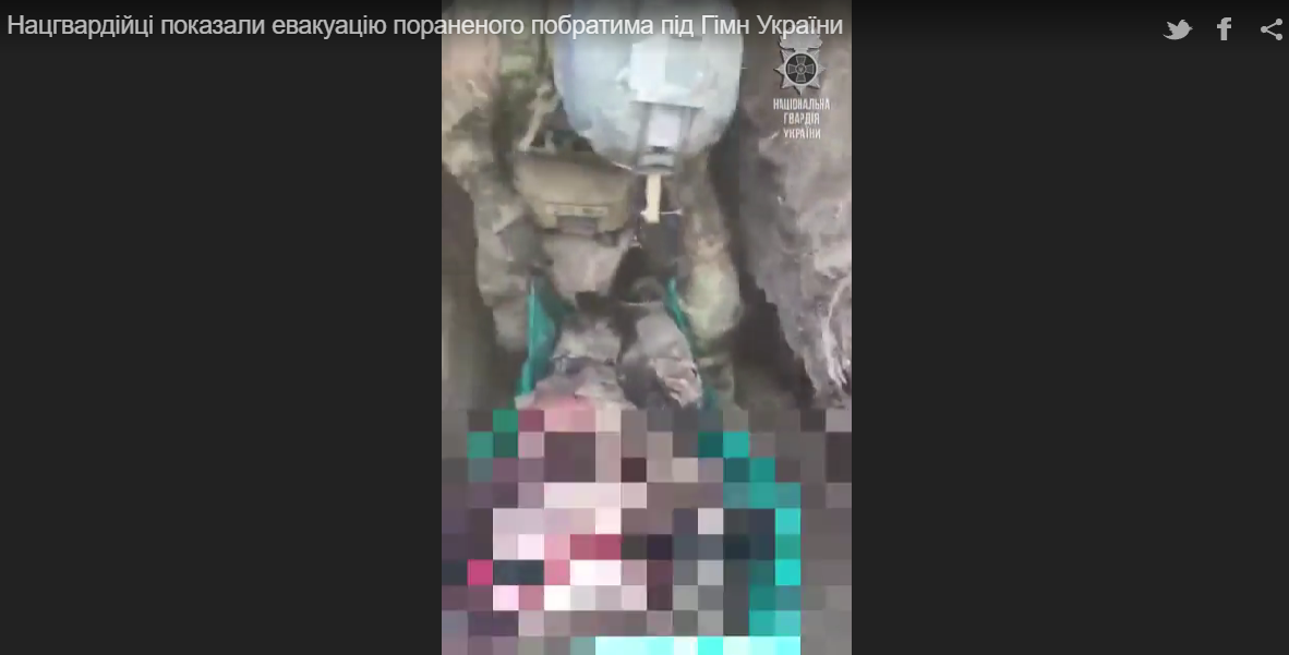 "Держись, ты лучший!" Нацгвардейцы показали эвакуацию раненого побратима под Гимн Украины. Видео