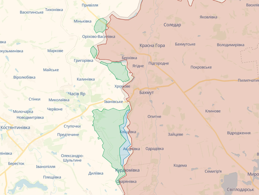 ВСУ ведут наступление южнее Бахмута: в Генштабе рассказали о продвижении на фронте. Карта
