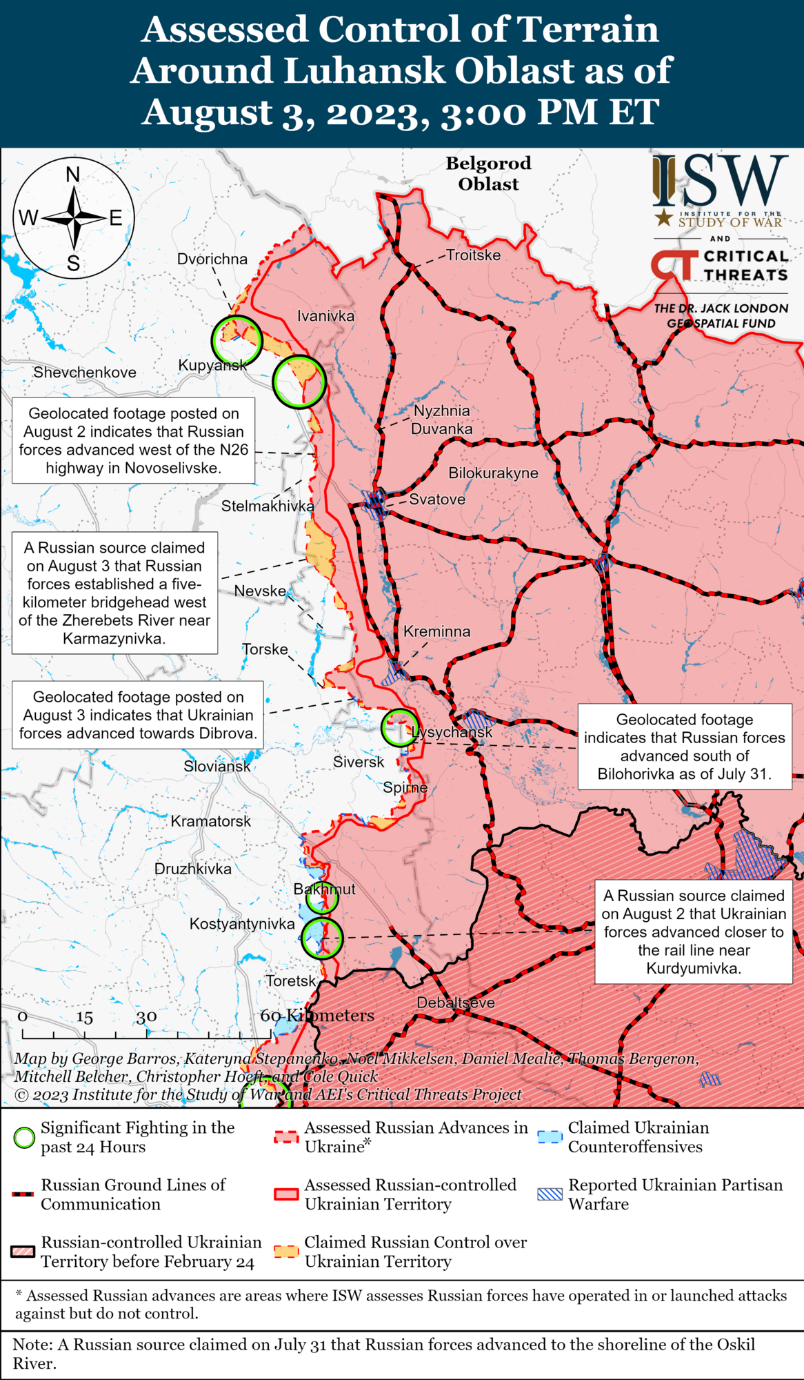 Харьковская и Луганская области. Карта боев.