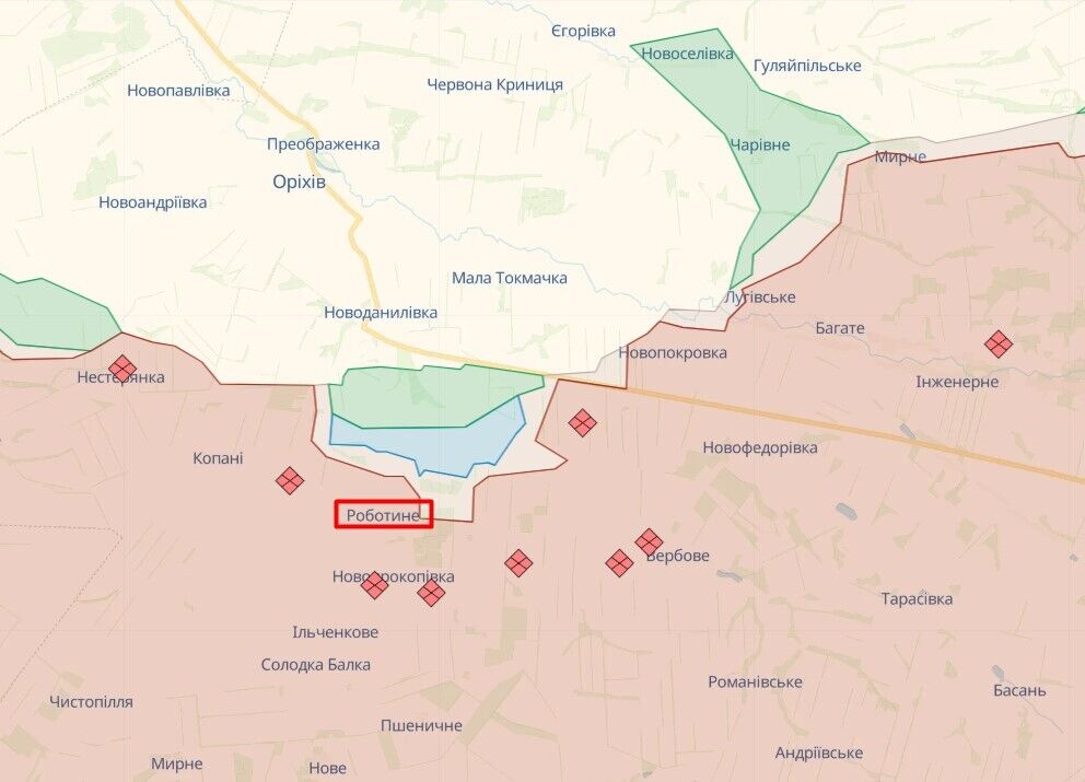 Окупанти вели наступ біля Роботиного, але отримали відсіч від ЗСУ: в Генштабі назвали найгарячіші ділянки фронту. Карта