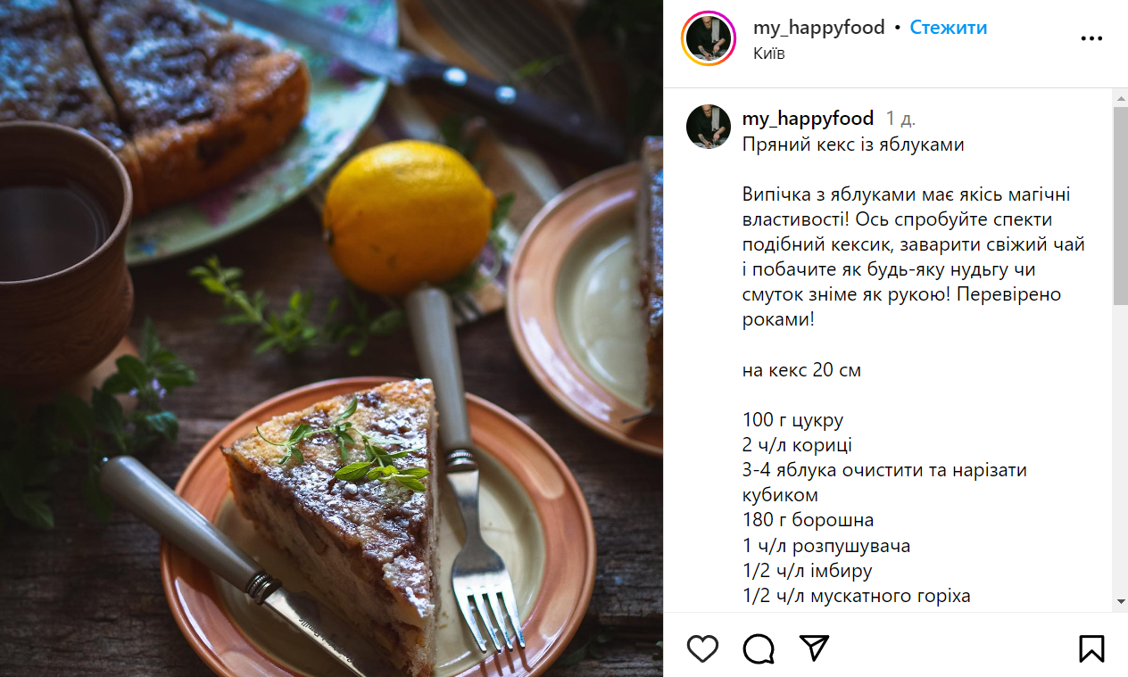 Рецепт кекса с яблоками