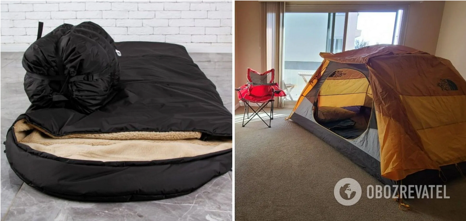 Чтобы спать в тепле, можно использовать спальники и палатки