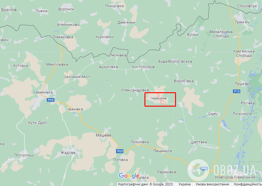 Село Чайкино (Черниговская область) на карте