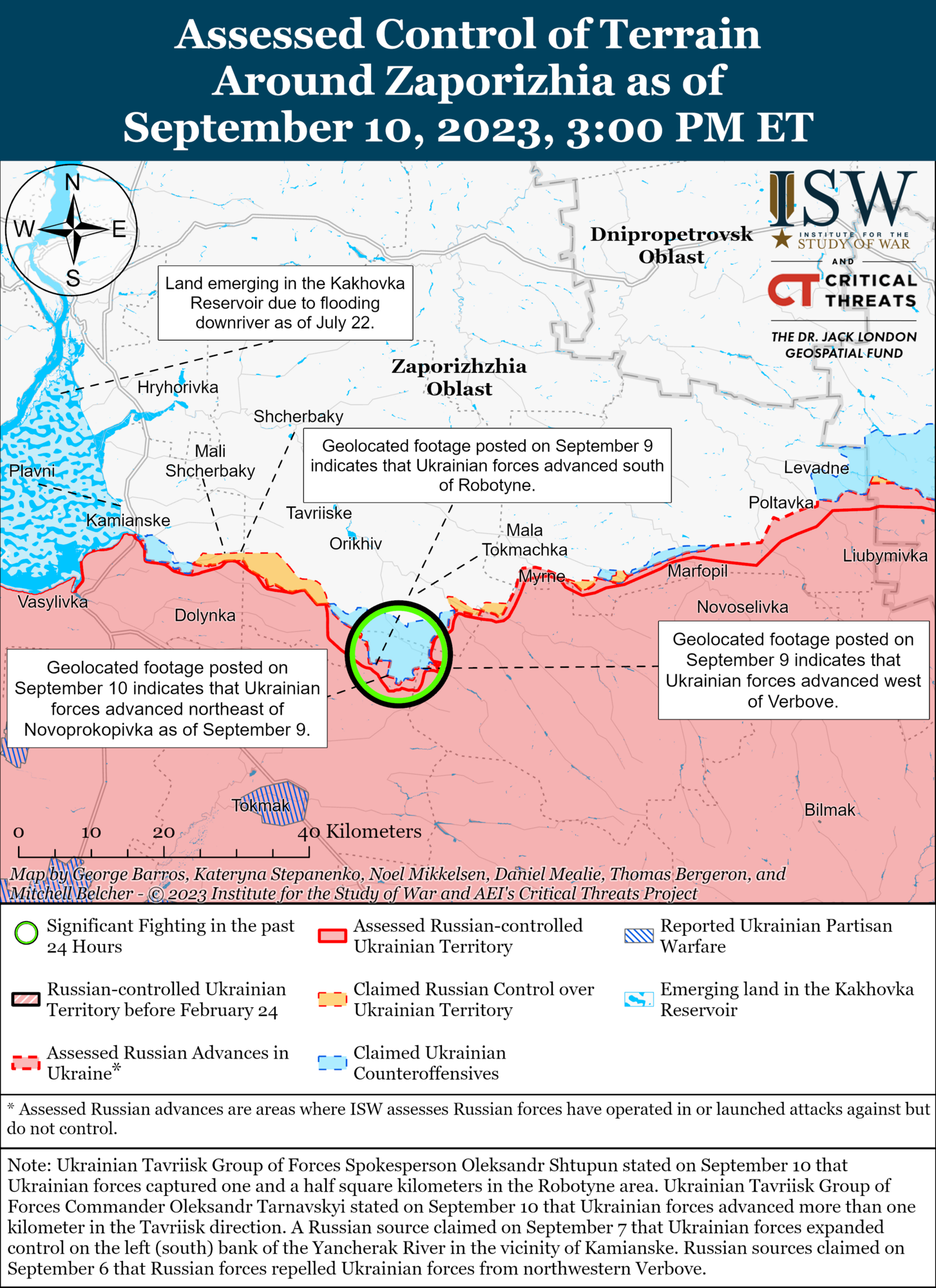 Бої у Запорізькій області. Карта