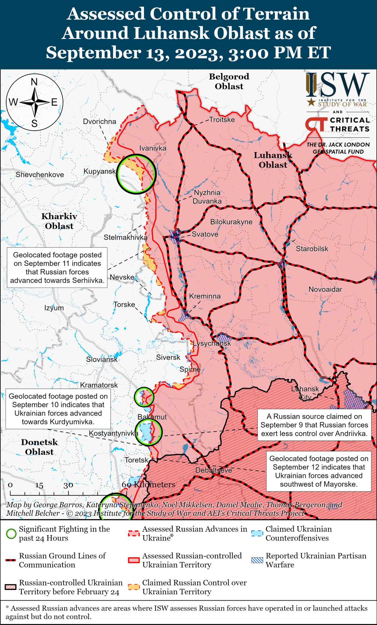 Карта бойових дій. Харківщина та Луганщина