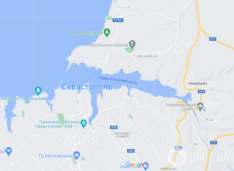 Севастопольская бухта на карте