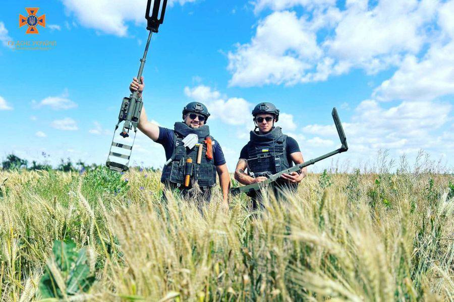 Співробітники ДСНС проводять розмінування.