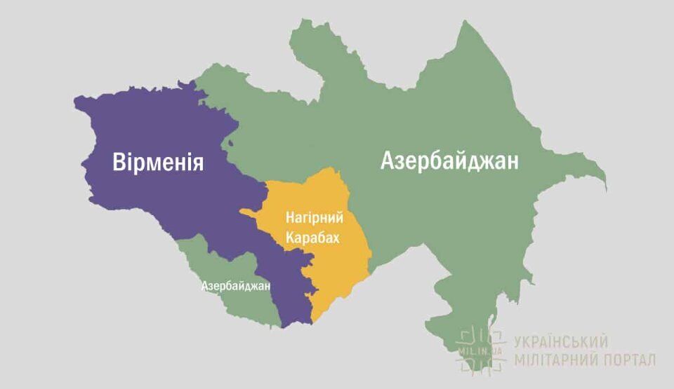 Нагорный Карабах на карте.