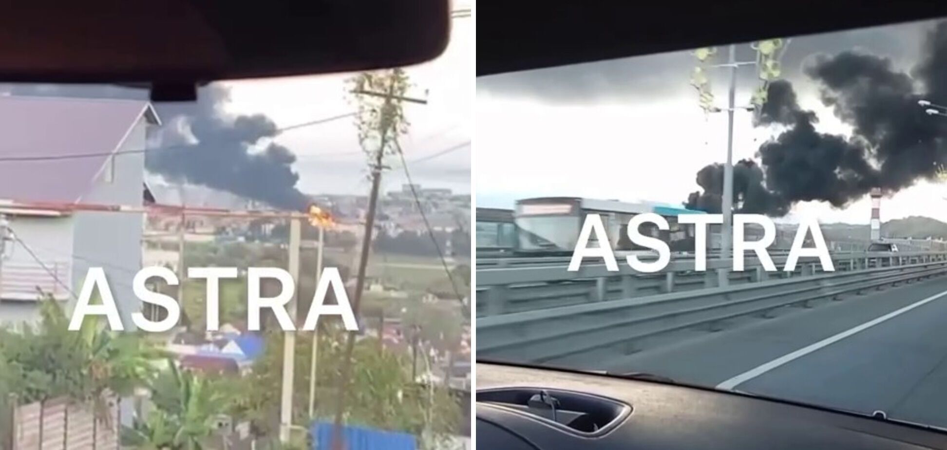 В Сочи вспыхнул топливный резервуар: россияне заявили об атаке БПЛА и показали момент взрыва. Видео