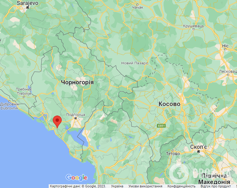 Обзовице (Черногория) на карте