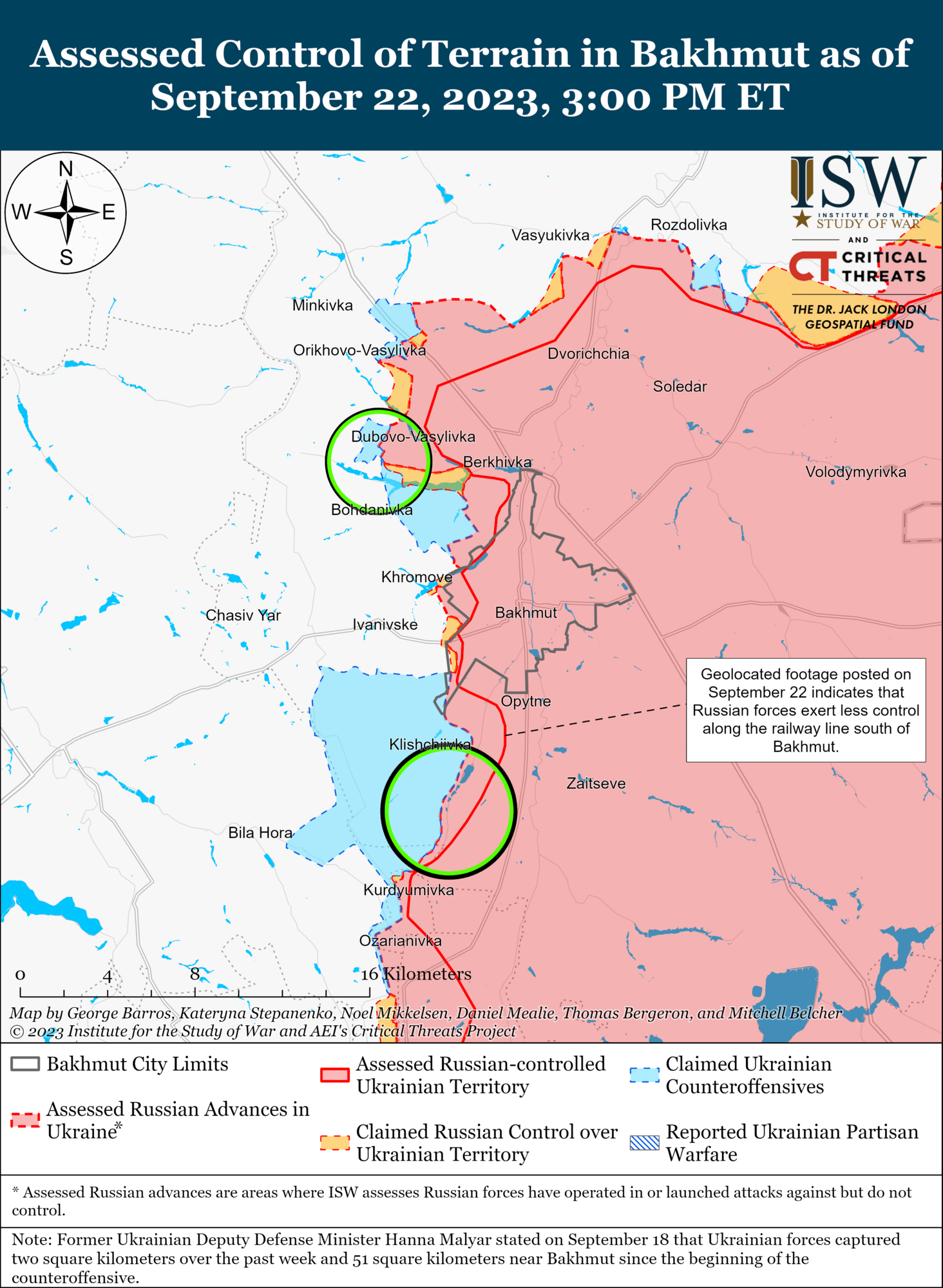 ЗСУ просунулися на південь від Бахмута і на заході Запорізької області: аналіз бойових дій від ISW