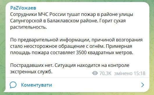 У Севастополі під час повітряної тривоги і "загрози ATACMS" несподівано "спалахнула трава". Фото