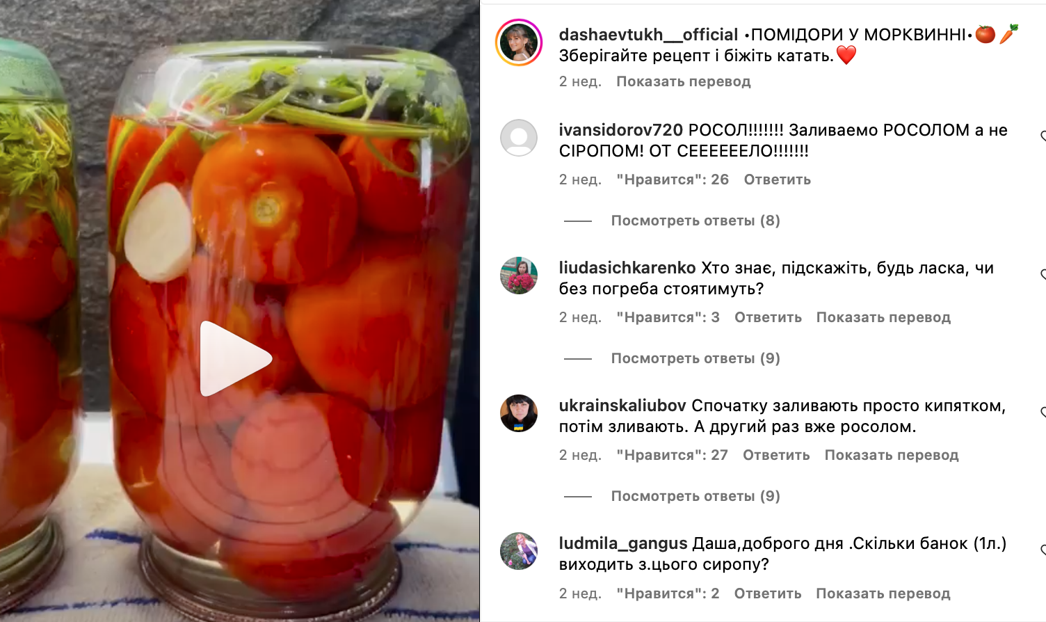 Рецепт помідорів