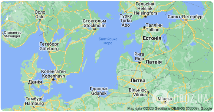 Балтийское море на карте