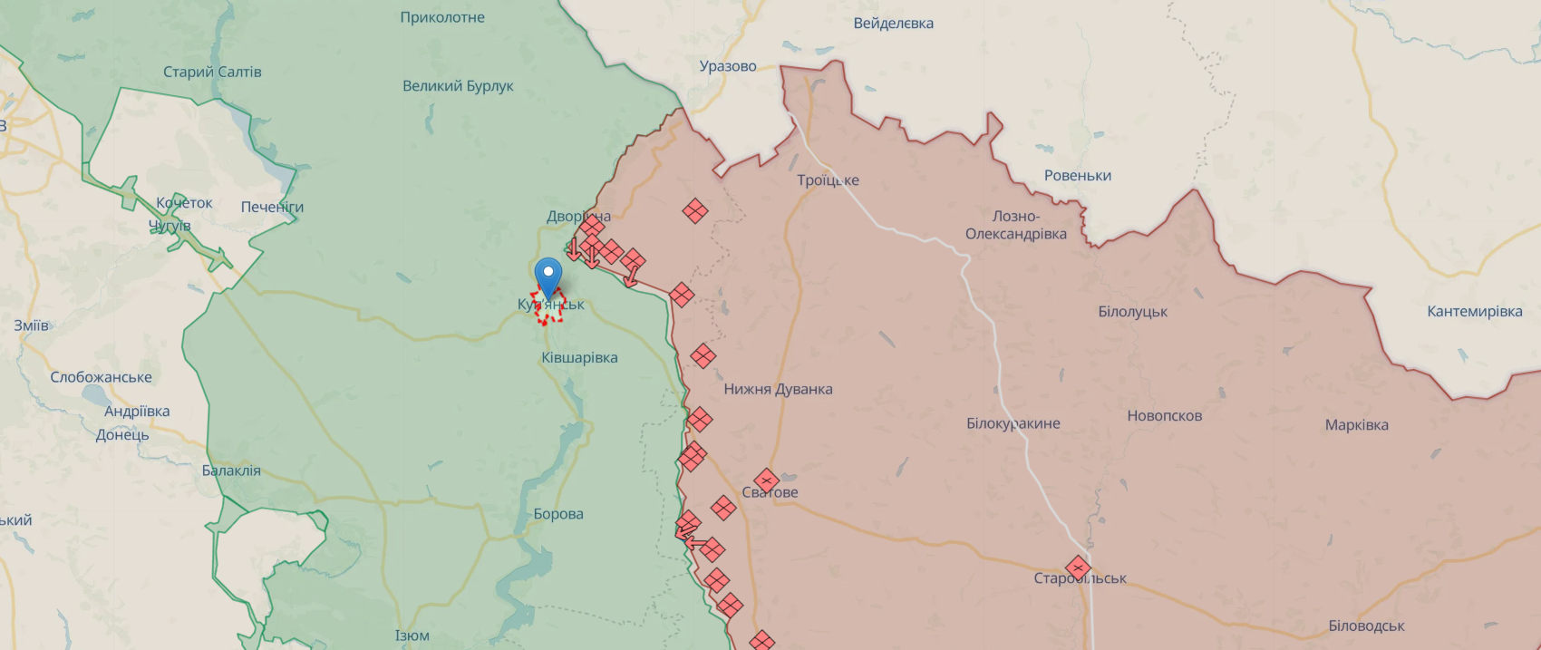 Ворог формує "ударний кулак" на Куп’янському напрямку, однак має проблеми з технікою. Карта