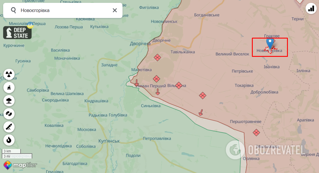 Новоегоровка Купянского района на карте