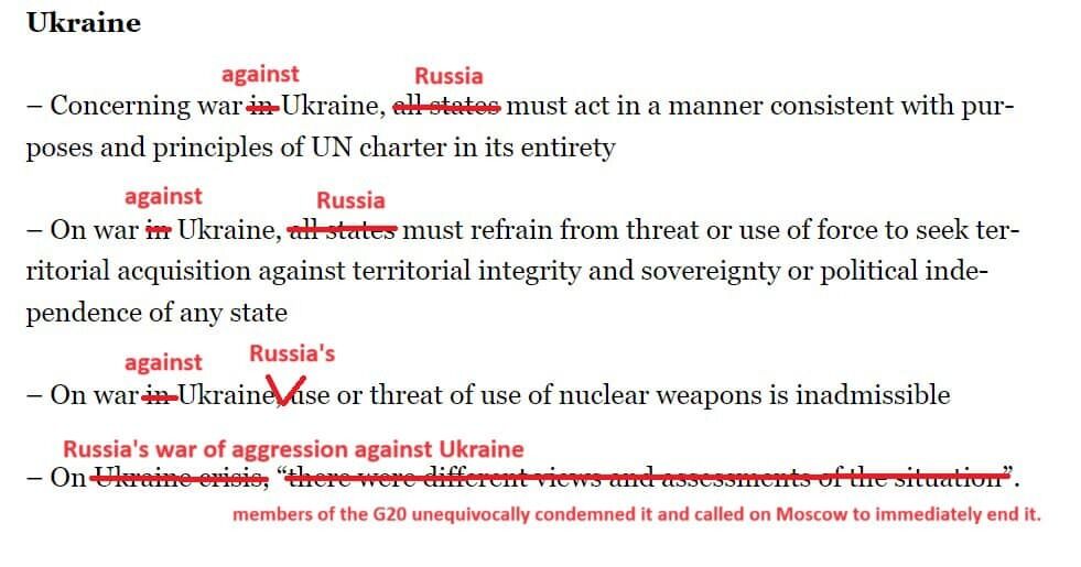 "Нечем гордиться": в МИД Украины разочарованы декларацией G20 и подсказали лучшие формулировки. Фото