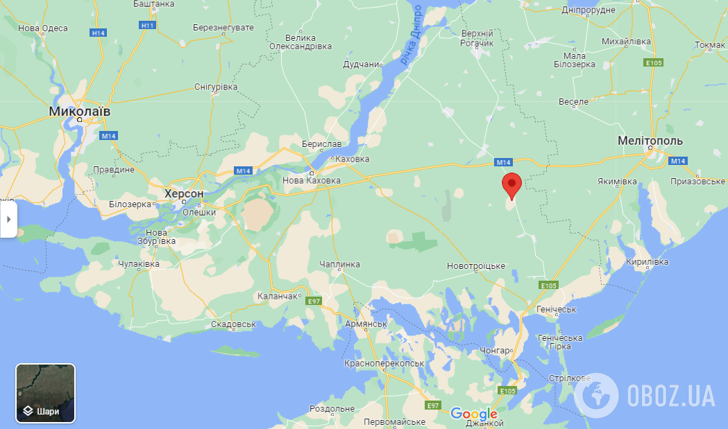 Нововасильевка (Генический район) на карте