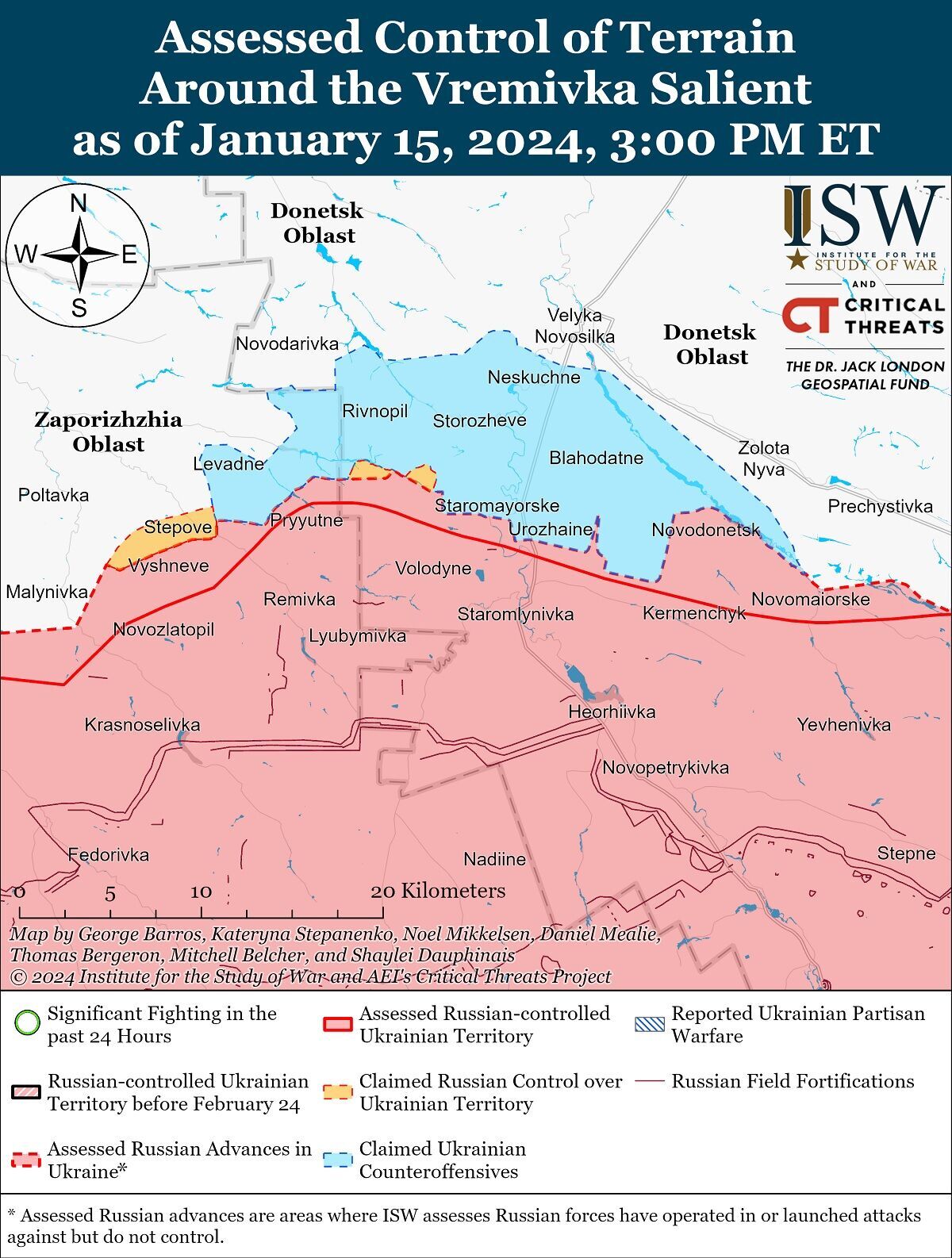 ВСУ нанесли удар по позициям ВДВ РФ под Бахмутом, под Авдеевкой идут позиционные бои – ISW