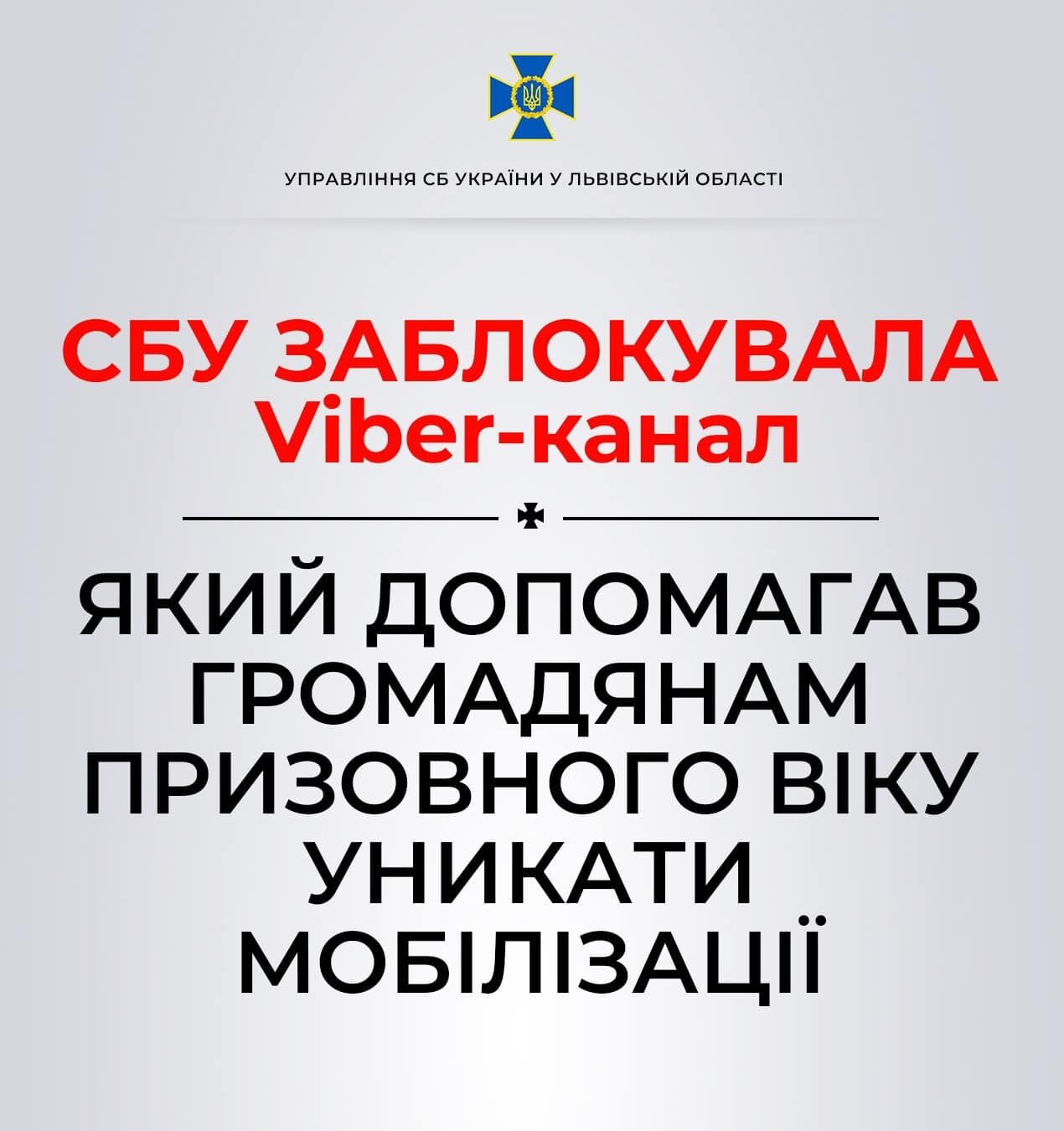 СБУ заблокувала Viber-канал, який допомагав чоловікам у Львівській області уникати мобілізації