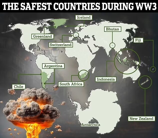 Якщо почнеться Третя світова війна: в мережу виклали карту найбезпечніших країн світу