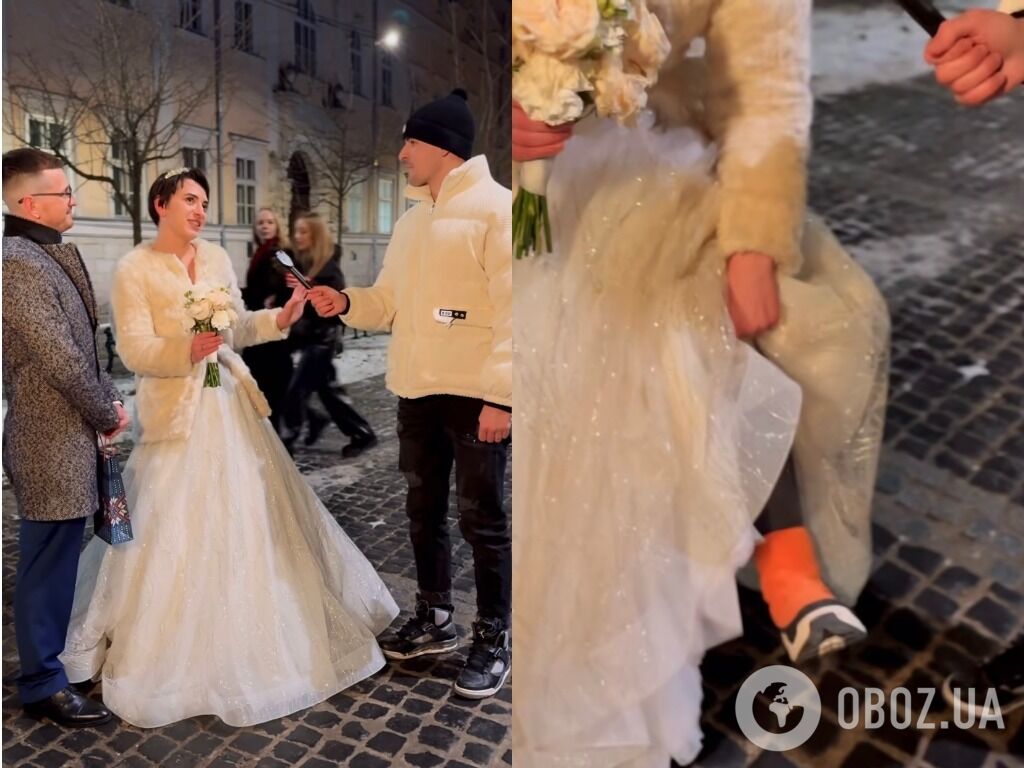 "Скільки коштує Look?" Захисник України і його наречена в термоштанах і позиченій весільній сукні захопили мережу