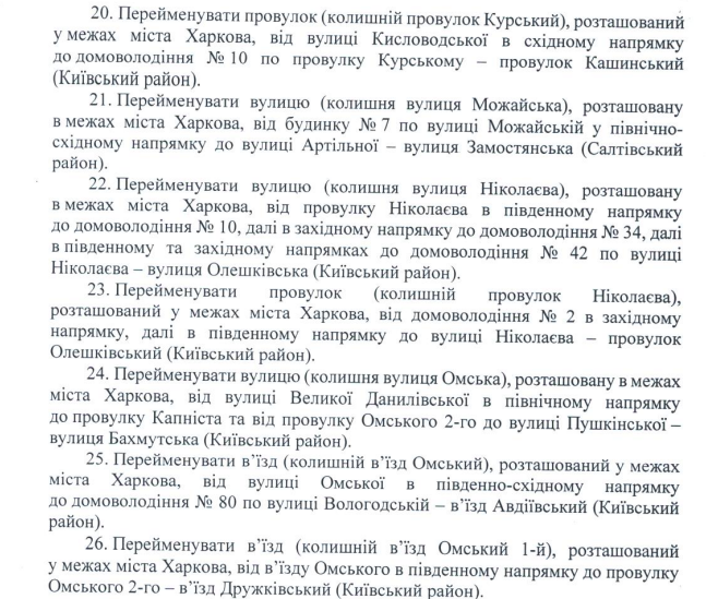 В Харькове переименовали улицу Пушкинскую и более 60 топонимов: полный перечень