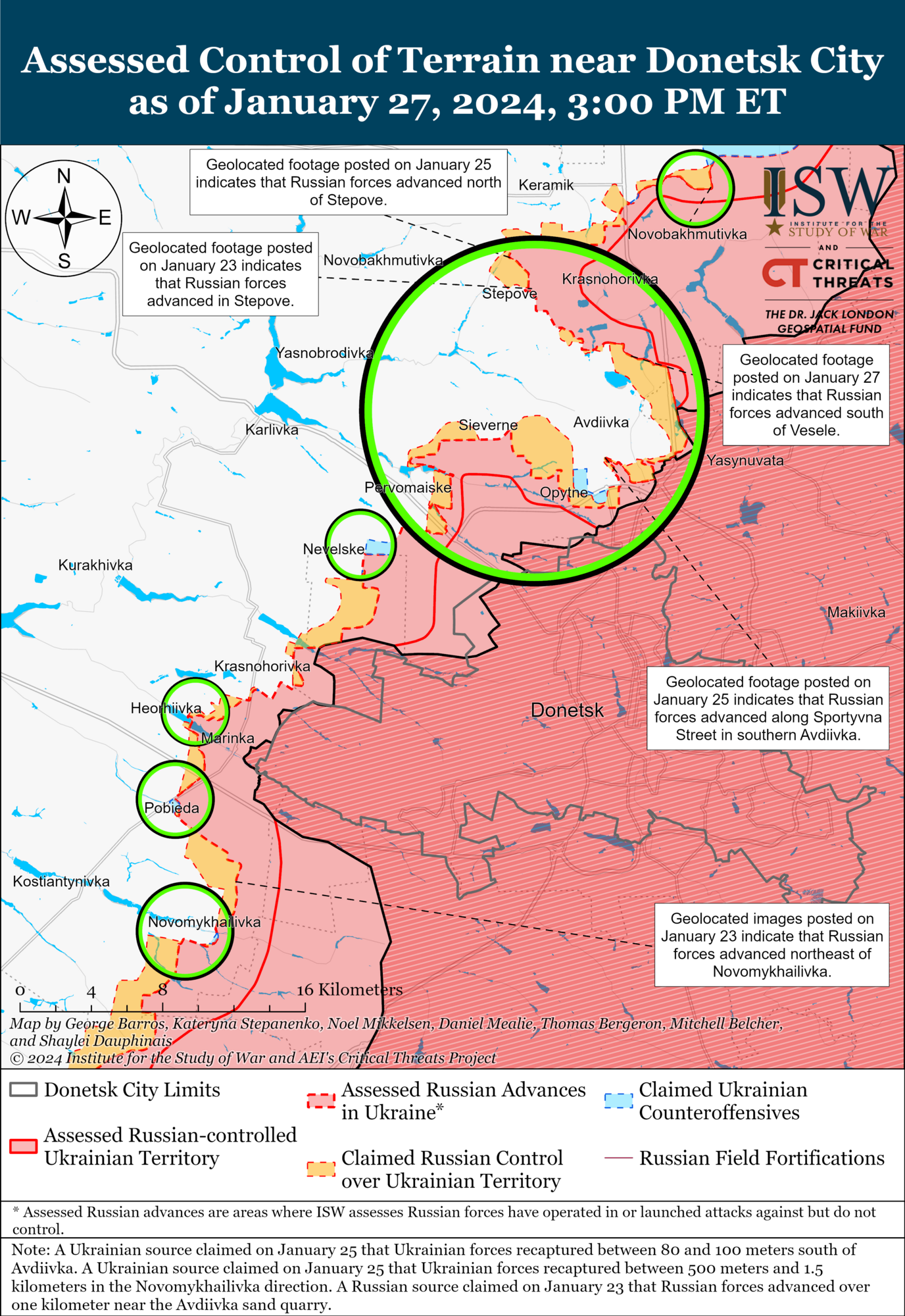 Карта боїв у районі Авдіївки