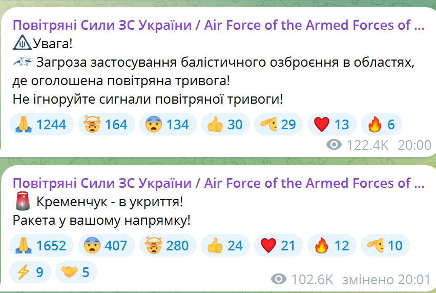 По Украине распространяется воздушная тревога: враг запустил "Шахеды" с юго-восточного направления