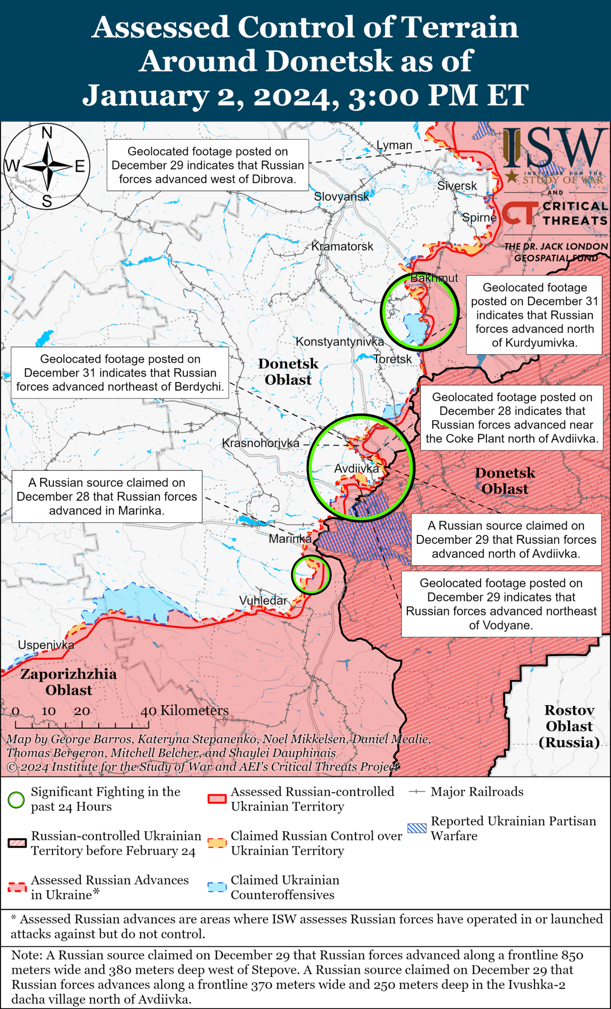 У районі Авдіївки йдуть позиційні бої, ЗСУ біля Кринок відбили ворожі атаки: в ISW оцінили ситуацію на фронті. Карта