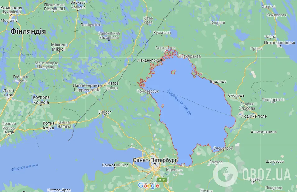 Ладожское озеро (РФ) на карте