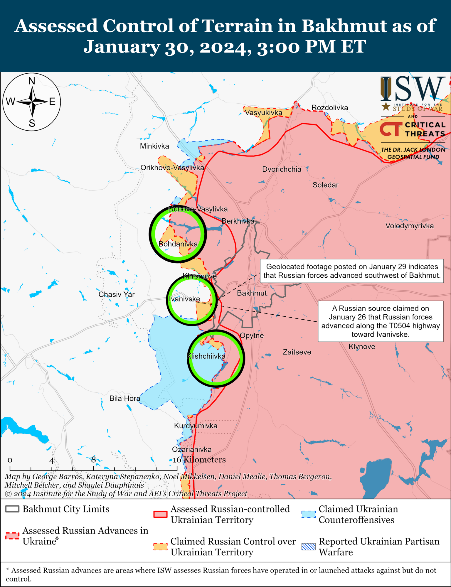 Окупанти просунулися на південний захід від Бахмута, ЗСУ повернули втрачені позиції біля Горлівки: аналіз боїв від ISW
