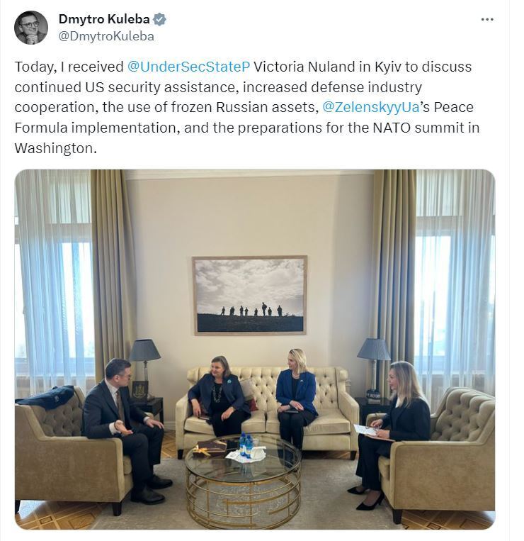 Дмитрий Кулеба обсудил с Нуландом продолжение американской помощи Украине. Фото