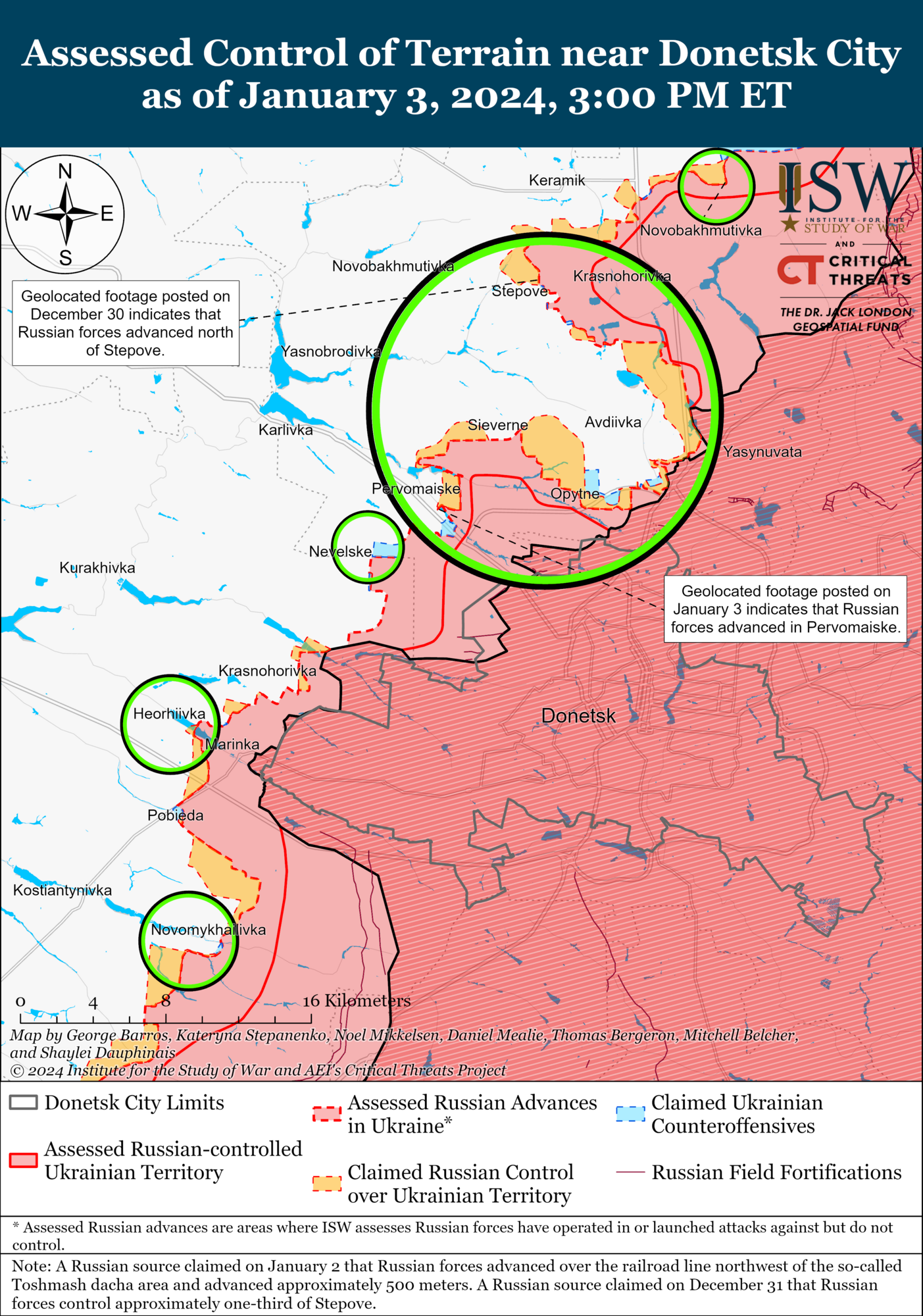 Карта лінії фронту в районі Авдіївки