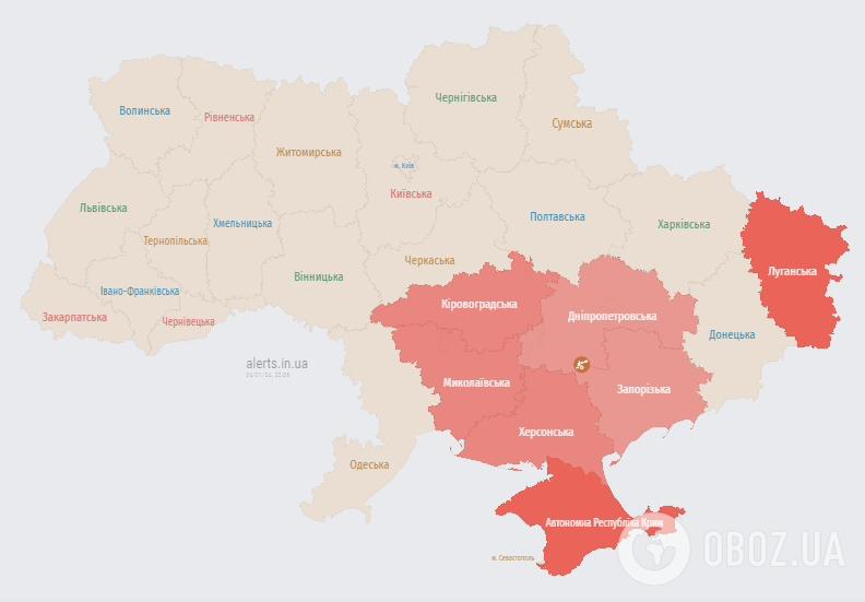 Тривога в Україні. Карта